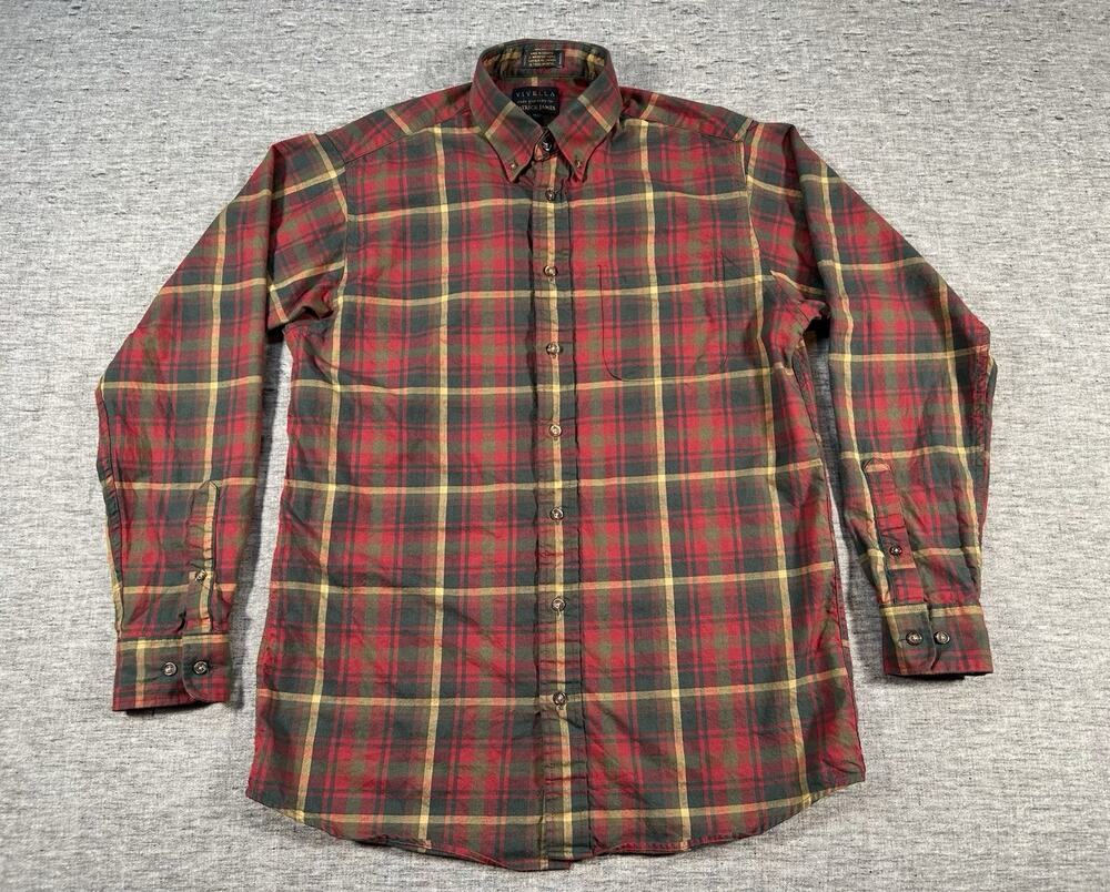 Viyella Shirt Mens Medium Plaid Long Sleeve Button-Up Classic Preppy Casual